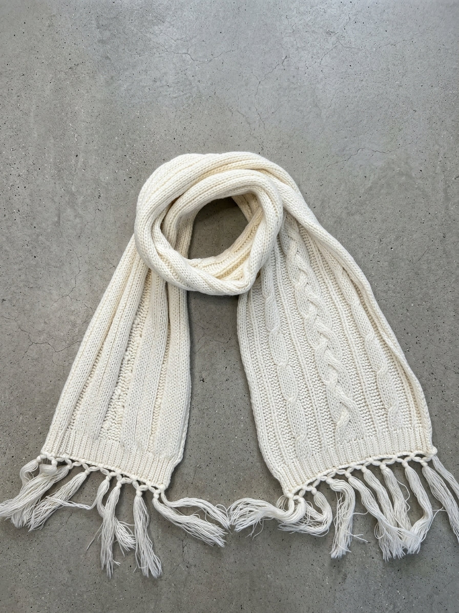 Sciarpa d'Archivio MEXX in Maglia a Trecce con Frange