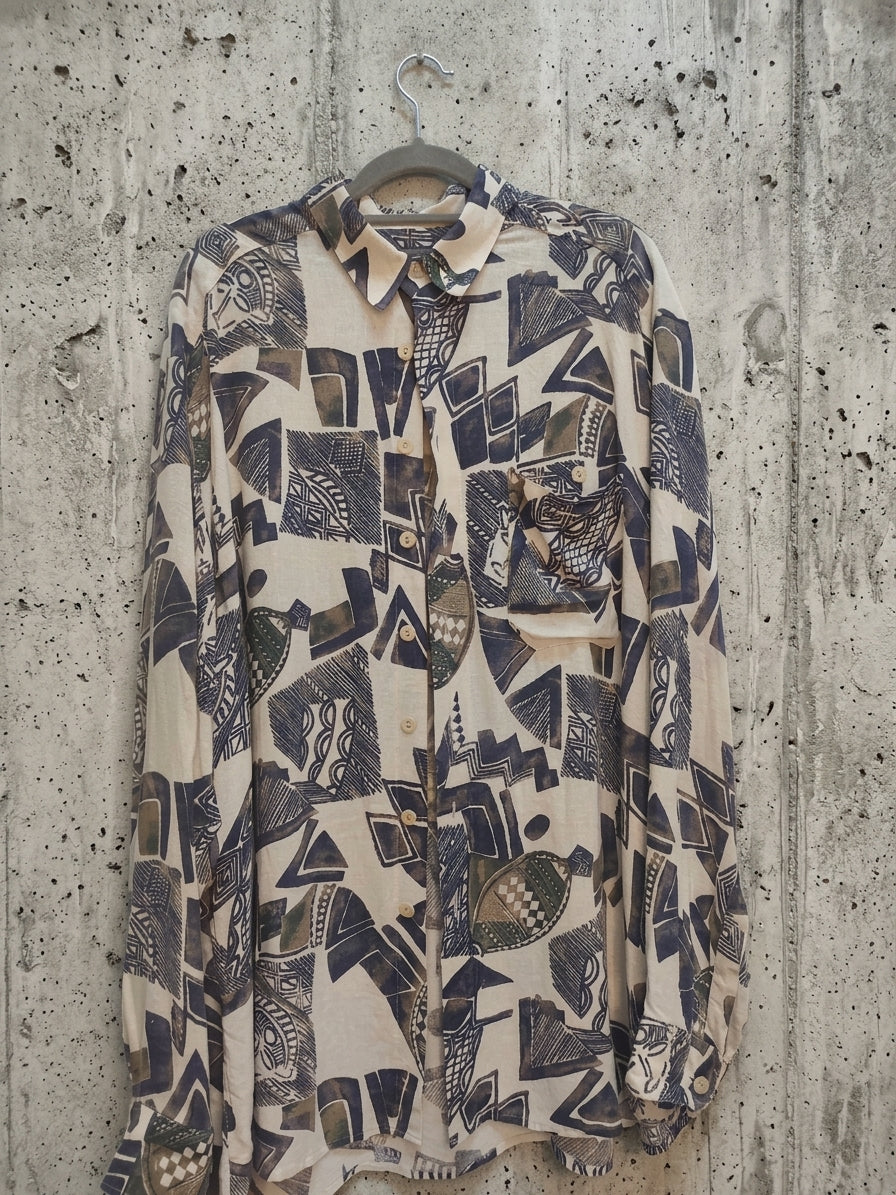 Camicia Vintage Anni '80/'90 Fantasia Etnica
