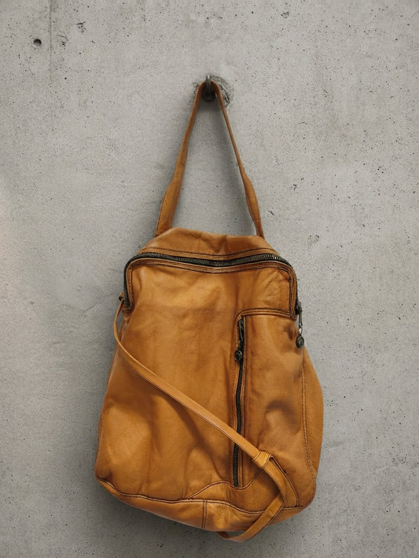 Zaino d'Archivio in Pelle Lavata – Cuoio Caldo / Ochre