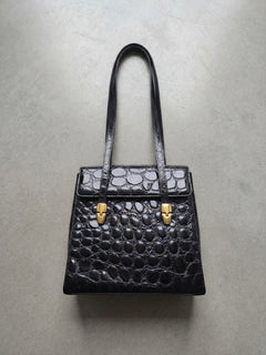 Borsa a Tracolla / Spalla Vintage in Pelle Stampata Coccodrillo