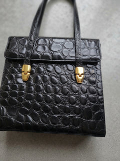 Borsa a Tracolla / Spalla Vintage in Pelle Stampata Coccodrillo