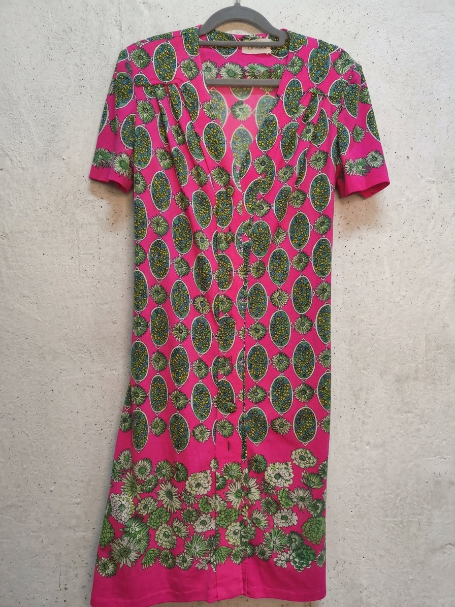 Abito Vintage Anni '70 Pattern Geometrico Floreale