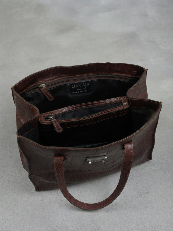 Borsa a Spalla in Pelle Stampata Coccodrillo – Maxima Milano