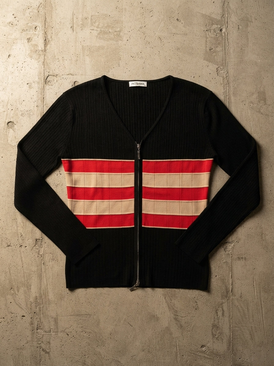 Cardigan con Zip e Inserti Rigati Intrama