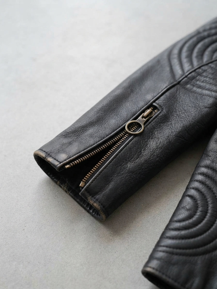 Giacca Biker MDM Vintage in Vera Pelle - Uomo
