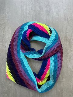 Collo d'Archivio / Scaldacollo in Maglia Multicolor a Righe Neon & Block