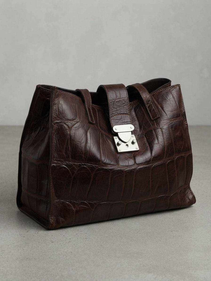 Borsa a Spalla in Pelle Stampata Coccodrillo – Maxima Milano