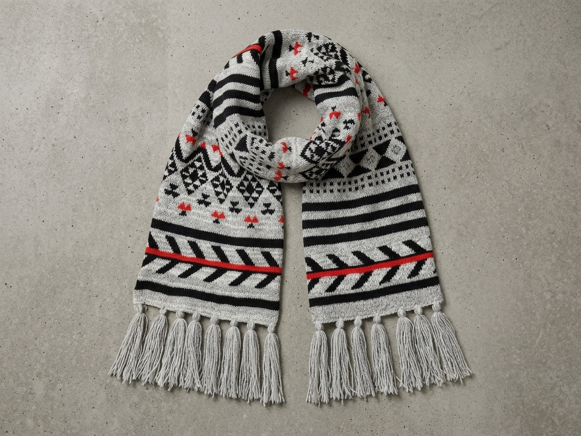 Sciarpa d'Archivio Jacquard con Frange – Pattern Geometrico