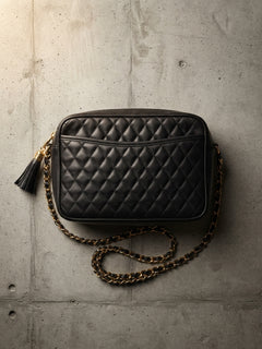 Bauletto Trapuntato in Vera Pelle con Catena Dorata