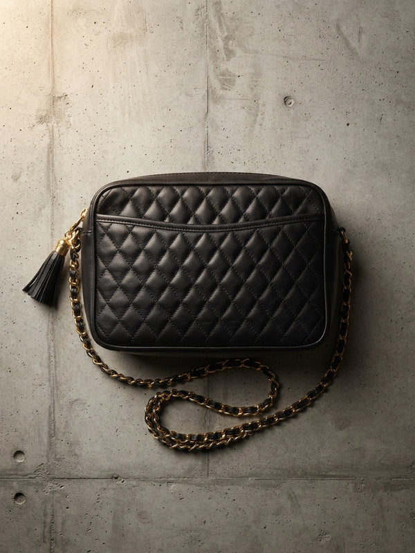 Bauletto Trapuntato in Vera Pelle con Catena Dorata