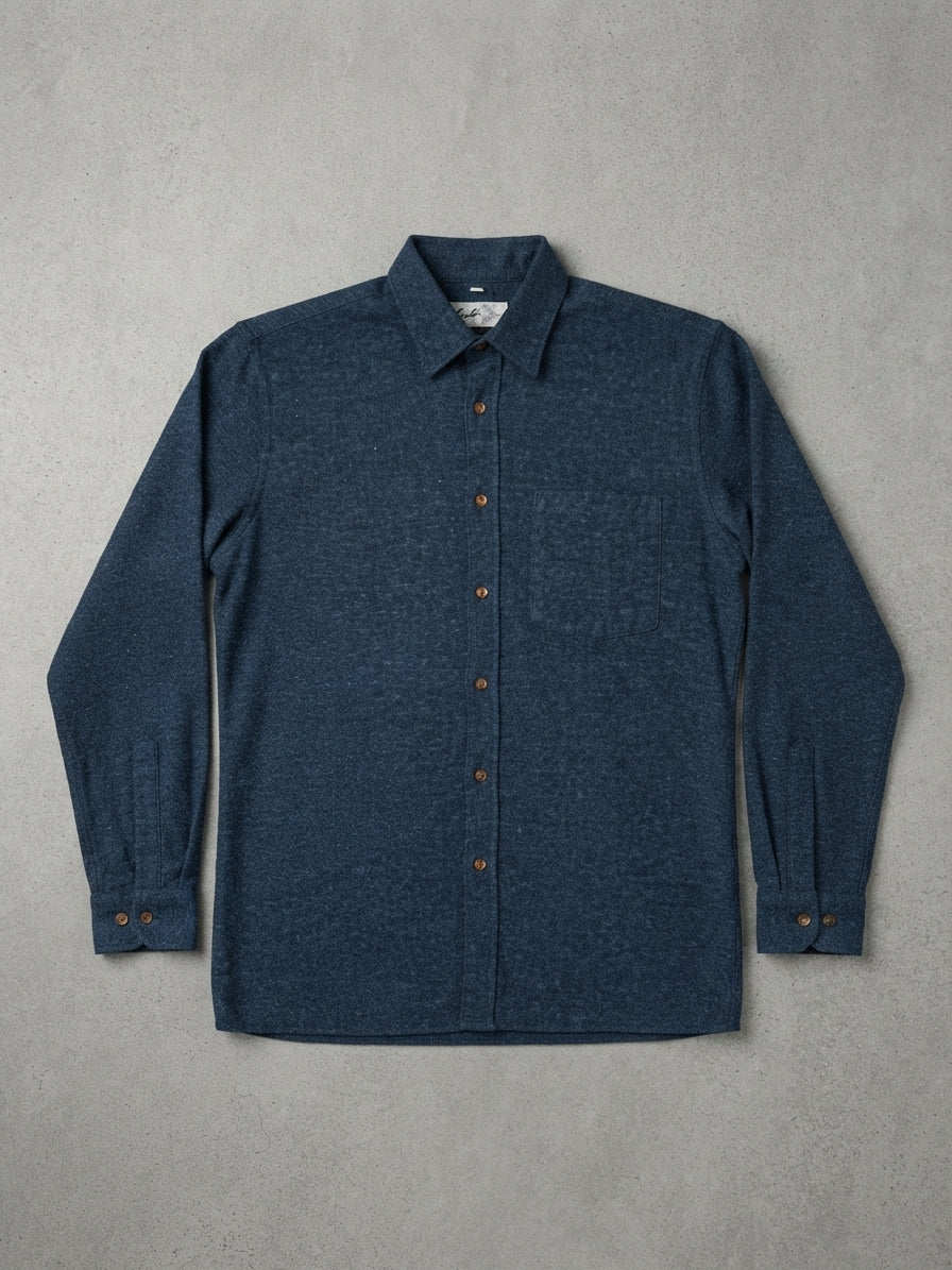 Camicia da Uomo in Calda Flanella Melange con Taschino