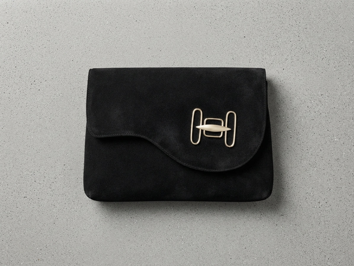 Pochette Elegante in Camoscio Nero