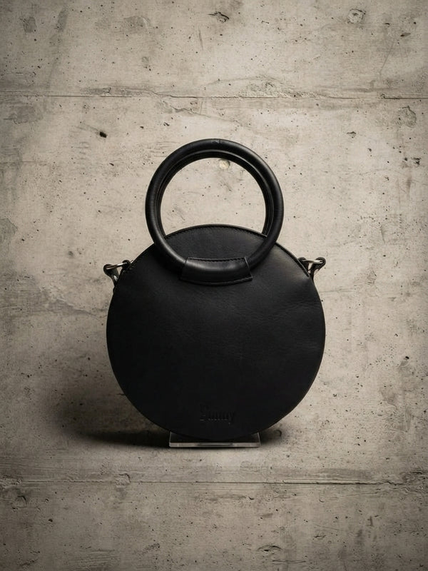 Borsa Rotonda in Pelle Nera Sunny