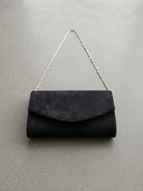 Borsetta Rigida a Tracolla in Suede Blu Scuro