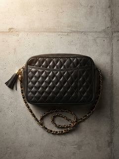 Bauletto Trapuntato in Vera Pelle con Catena Dorata