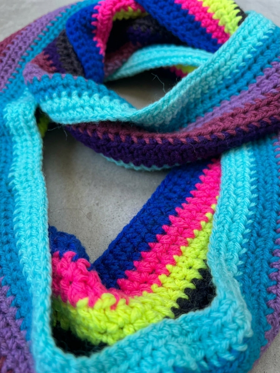 Collo d'Archivio / Scaldacollo in Maglia Multicolor a Righe Neon & Block