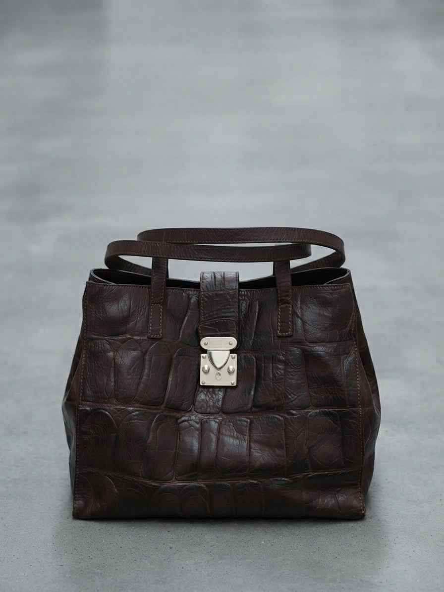 Borsa a Spalla in Pelle Stampata Coccodrillo – Maxima Milano