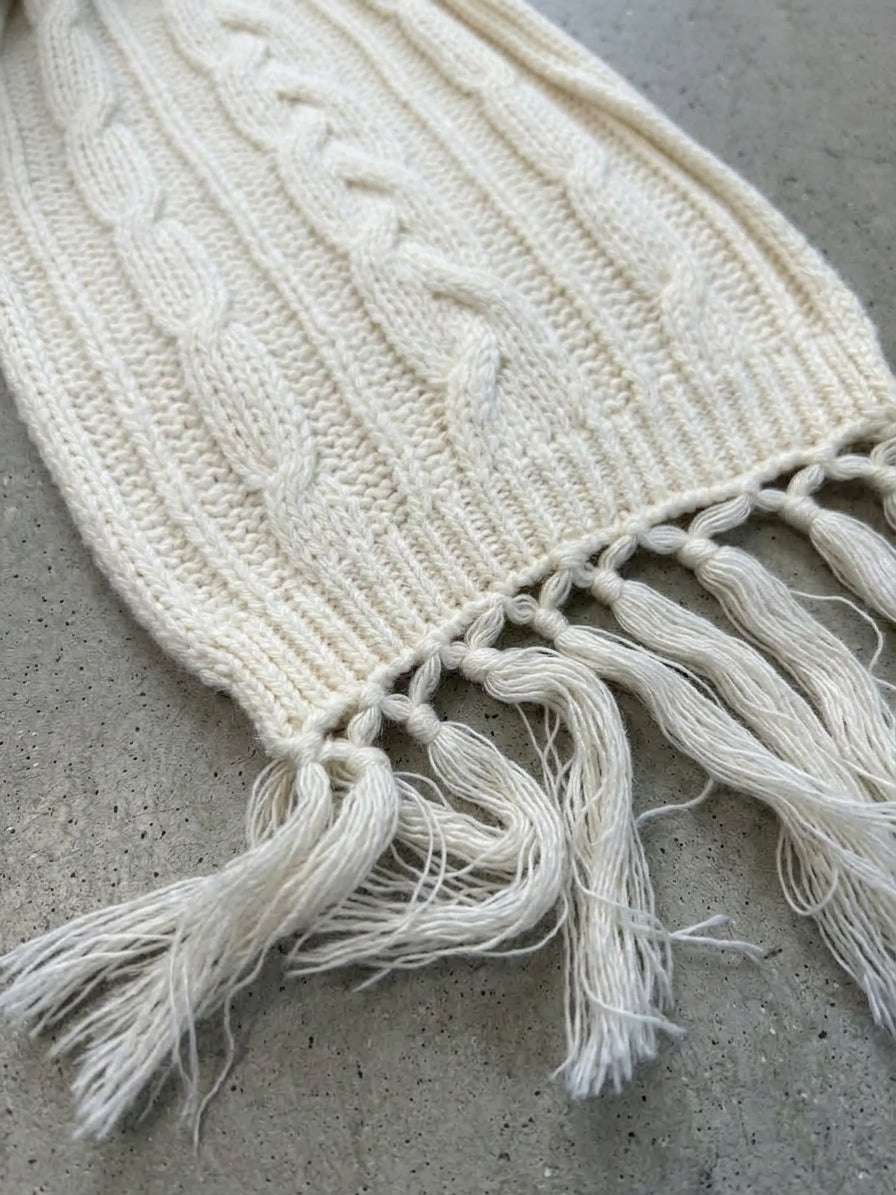 Sciarpa d'Archivio MEXX in Maglia a Trecce con Frange